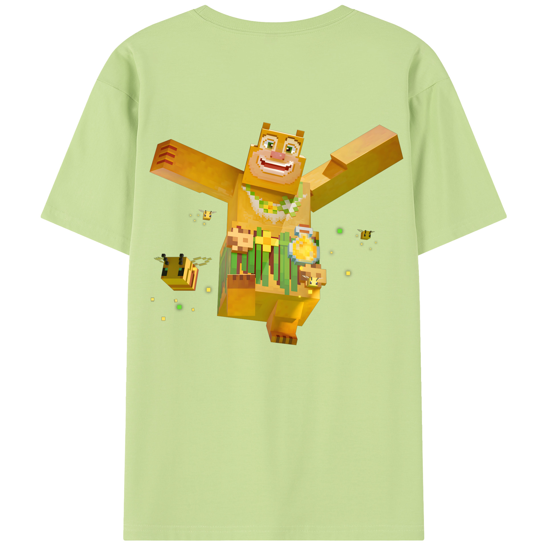 （画像用） マインクラフト ブロックの世界 Minecraft MC Block world 綿100％半袖Tシャツ（背面プリント）